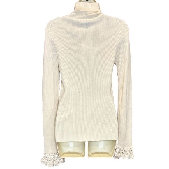 SEA NY Wynter Extrafine Merino Wool Top in White NWT Size Large - Picture 4 of 7